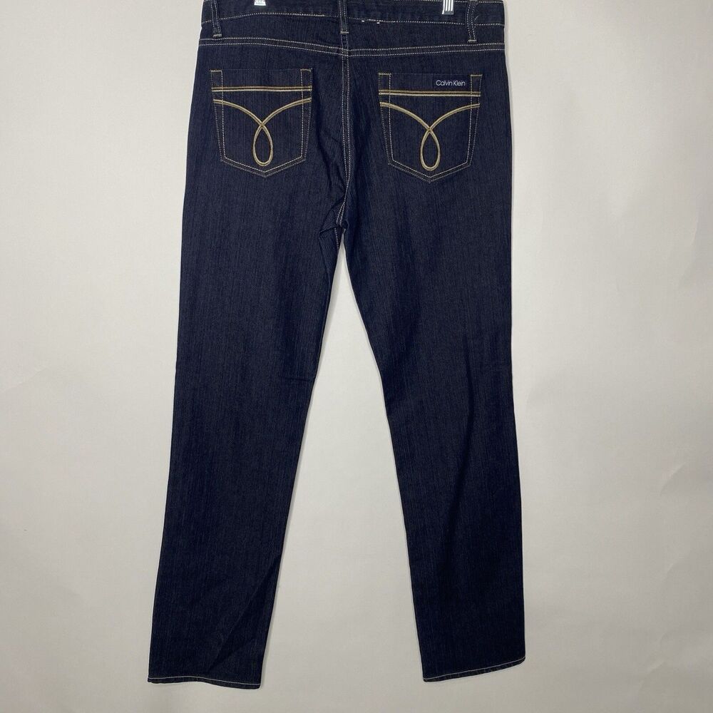 Calvin Klein Skinny Jeans Women 10 Blue Denim Dark Logo Pocket